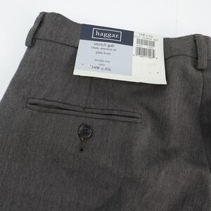 Haggar Stretch Gab Classic American Fit Plain Front Navy‎ Pants 34x30 NEW